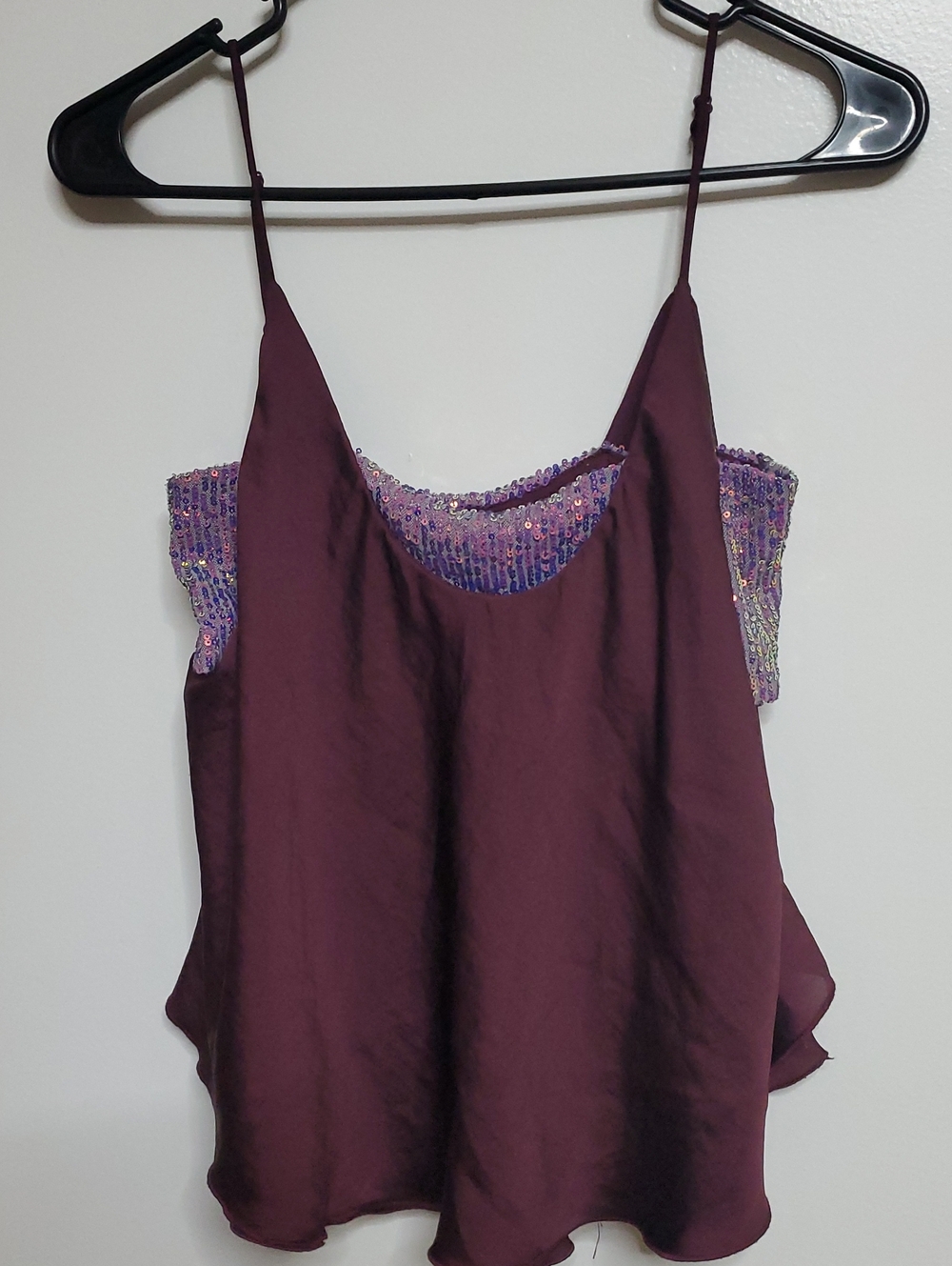 Women’s Plum Spaghetti-Strap Cami with Beaded Trim